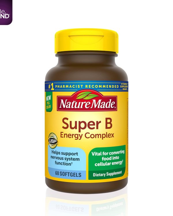 Nature Made Super B Energy Complex, Dietary Supplement for Brain Cell Function Support, 60 Softgels, 60 Day Supply
