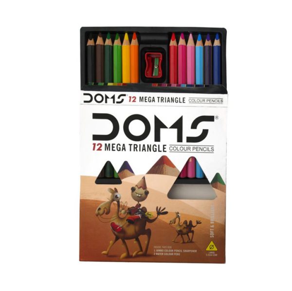 DOMS Mega Triangle Colour Pencils | 12 Colour Set