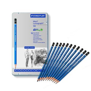 Staedtler Mars Lumograph Soft Pencil ? Tin of 12 Degrees