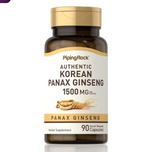 Piping Rock Korean Gingseng Capsules | 1500mg | 90 Count | Panax Ginseng Root Extract | Herbal Supplement | Non-GMO, Gluten Free