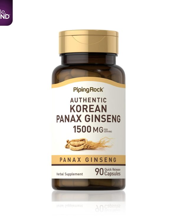 Piping Rock Korean Gingseng Capsules | 1500mg | 90 Count | Panax Ginseng Root Extract | Herbal Supplement | Non-GMO, Gluten Free