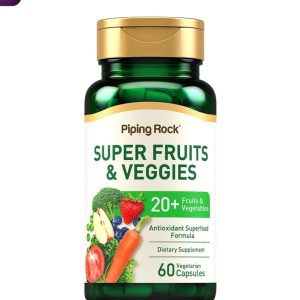 Piping Rock Fruits and Veggies Supplement | 60 Capsules | Superfood Fruit and Vegetables Vitamins | with Prebiotic Blend | Vegetarian Formula | Non-GMO, Gluten Free