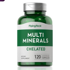 Mega Multi Mineral Chelated Supplement | 120 Capsules | Iron Free | Non-GMO, Gluten Free | by Piping Rock