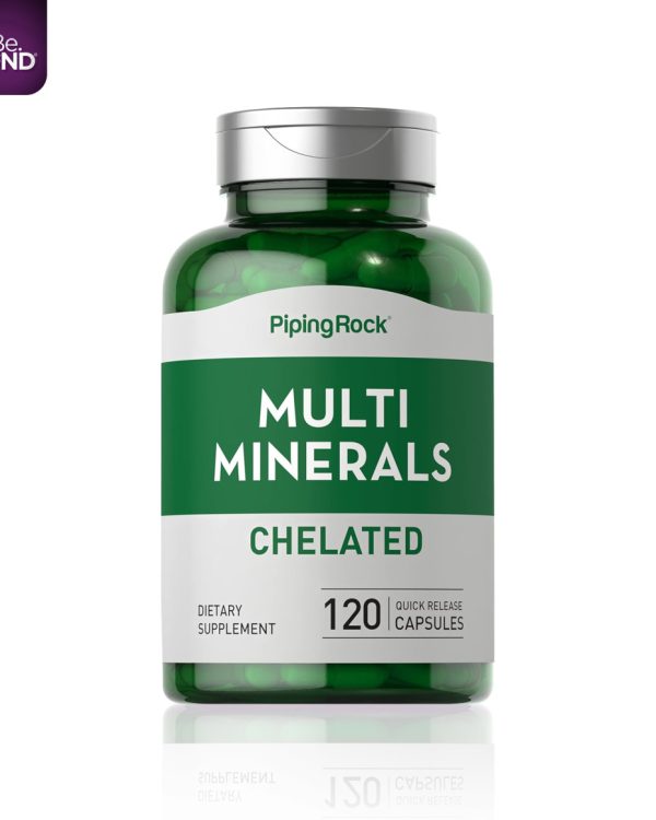 Mega Multi Mineral Chelated Supplement | 120 Capsules | Iron Free | Non-GMO, Gluten Free | by Piping Rock