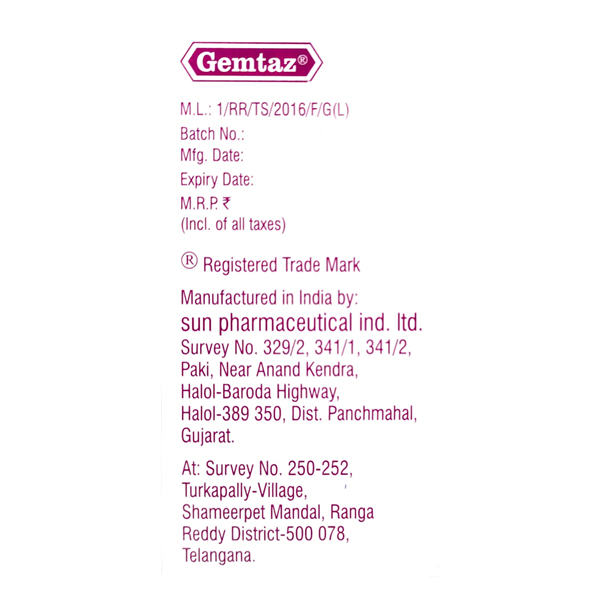 Gemtaz 1gm Injection 1?s
