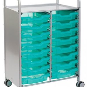 Double Callero Plus Antimicrobial Trolley, Silver, 16 Shallow Trays