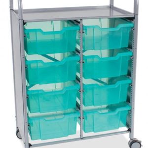 Double Callero Plus Antimicrobial Trolley, Silver, 8 Deep Trays