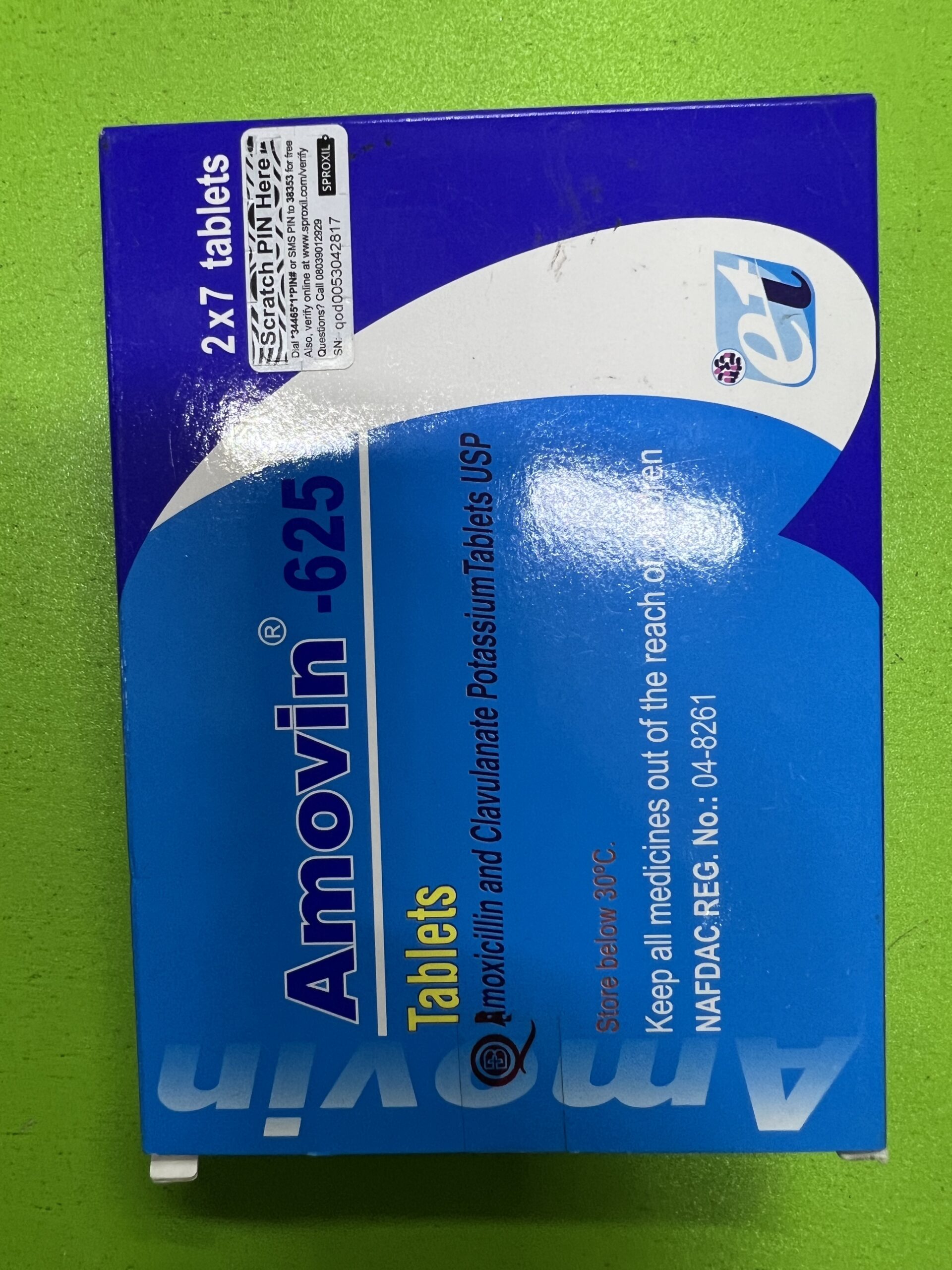 AMOXICILLIN/CLAVULANIC ACID 625MG (AMOVIN)