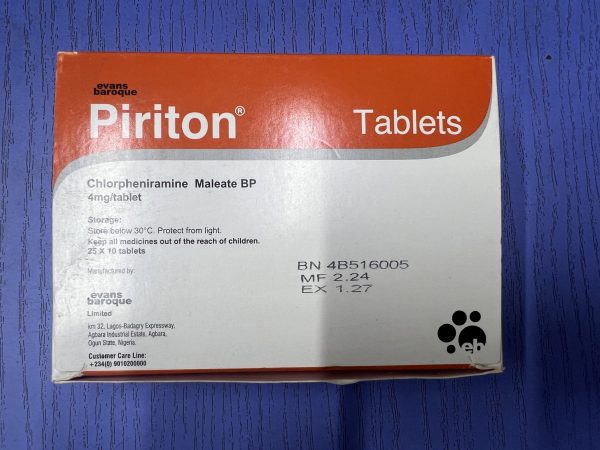 PIRITON (Chlorpheniramine maleate 4mg tablet)PER SACHET