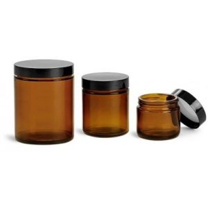 120ml Amber Glass Jar & Black Bakelite Screw Cap