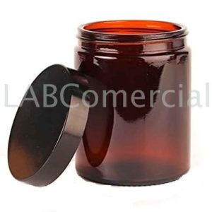 180ml Amber Glass Jar & Black Bakelite Screw Cap