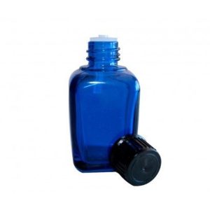 30ml Square Blue Bottle & Cap with Vertical Dropper