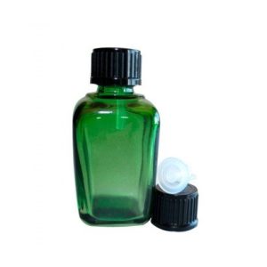 30ml Square Green Bottle & Cap with Vertical Dropper