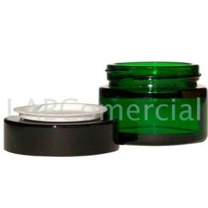 30ml Green Glass Jar & Black ABS Screw Cap