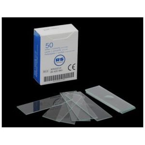 50 Glass Microscope Slides with 1 cavity