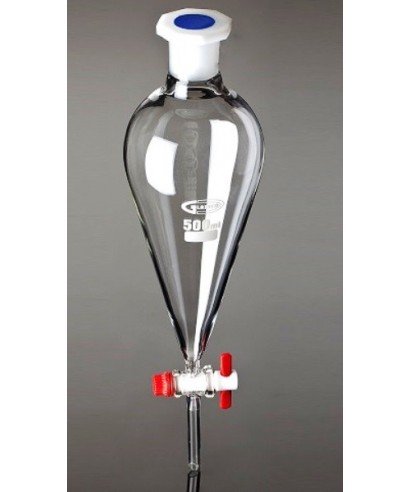 500ml Glass Funnel Separating, Straight Stopcock & PTFE Key