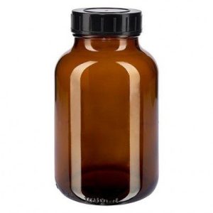 1000ml Amber Glass Powder Bottles & Black Screw Cap