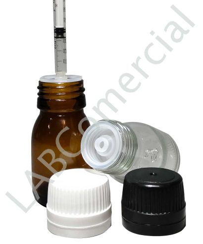 30ml Clear Glass Sirop Bottle & Dosing Cap f/Syringe