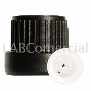 18mm Black Tamper Evident Screw Closure & Vertical Dropper Insert for Oils