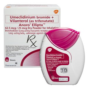 Anoro Ellipta 62.5mcg / 25mcg / Dose Dry Powder for Inhalation 30 Doses