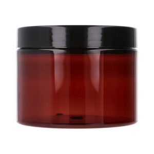 Amber PET jar 500 ml, Black PP lid