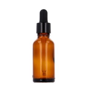 Amber glass bottle 30 ml, Black dropper with glass tube