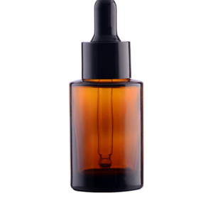 Amber glass bottle 30 ml, Black dropper with glass tube, Natural reducer PP