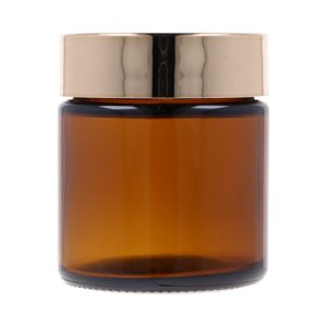 Amber glass jar 100 ml, Lid PP gold metalization