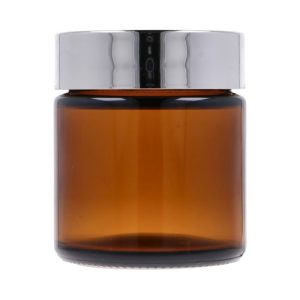 Amber glass jar 100 ml, Lid PP gold metalization