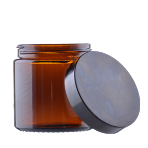 Amber glass jar 120 ml, black UREA lid