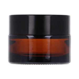 Amber glass jar 15 ml, Black ABS lid, White PP liner