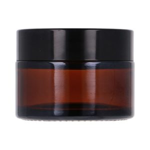 Amber glass jar 30 ml, Black ABS lid, White PP liner