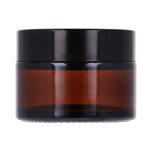 Amber glass jar 30 ml, Black ABS lid, White PP liner