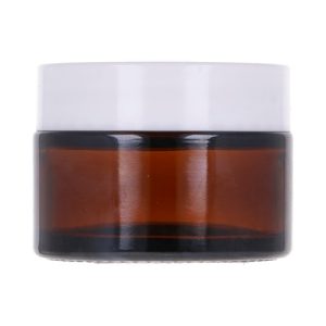 Amber glass jar 30 ml, White ABS lid, White PP liner