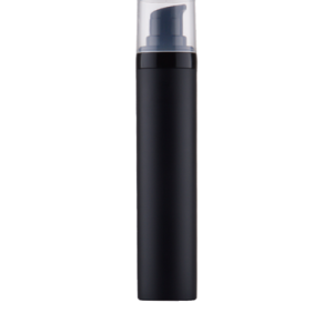 Black matt airless 50 ml, black gloss pump, clear cap.