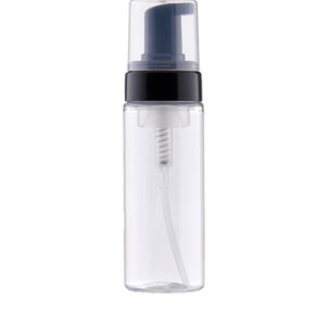 Bottle, 150 ml, clear PET, Black foam pump