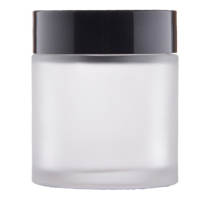Clear frosted glass jar 100 ml, Black PP lid