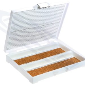 ABS case for 100 slides with nickel-plated closure, WHITE