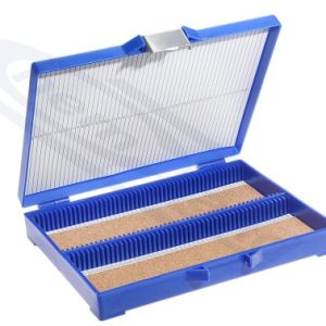 ABS case for 100 slides with nickel-plated closure, BLUE