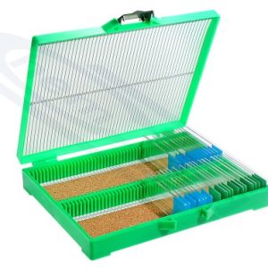 ABS case for 100 slides with nickel-plated closure, GREEN