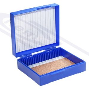 ABS case for 025pcs slides with plastic closure, BLUE