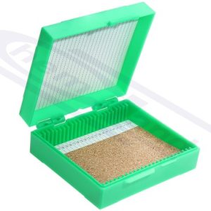 ABS case for 025pcs slides with plastic closure, GREEN