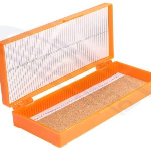 ABS case for 050pcs slides with plastic closure, ORANGE