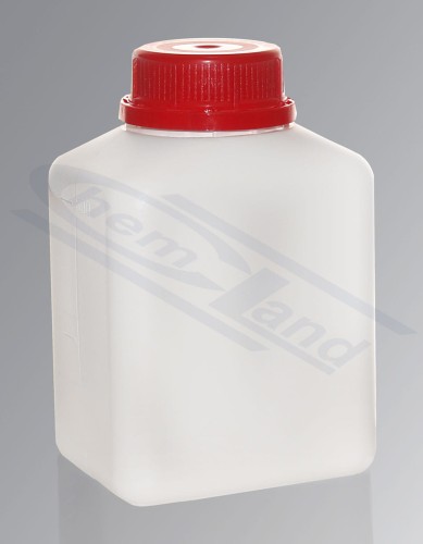 bottle square HDPE 0500ml GL45 self-sealing cap milky
