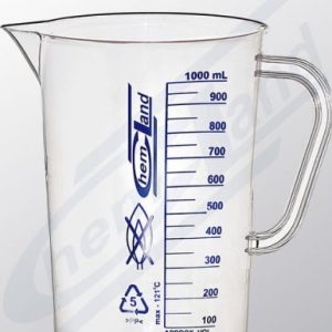 beaker with ear PP scale blue 0500ml Chemland