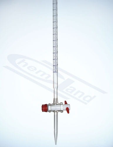 burette pr.kl AS CERT 010 0.05 tap PTFE GLASSCO