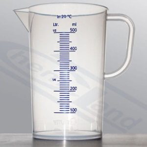 beaker with ear, PP sk embossed blue, capacity 0250ml