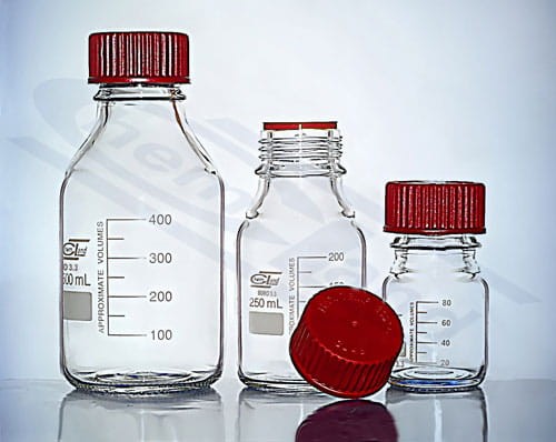 bottle with red cap 0100ml up to 200 oC