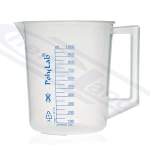 beaker with ear, blue painted scale 5000ml