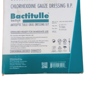 Chlorohexidine Gauze Dressing Bactitulle 10cm by 10cm